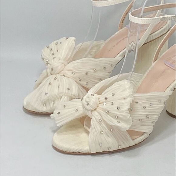 Loeffler Randall Camellia Pearl Rhinestone Bow Heel Sandals size 6.5 - Picture 6 of 13